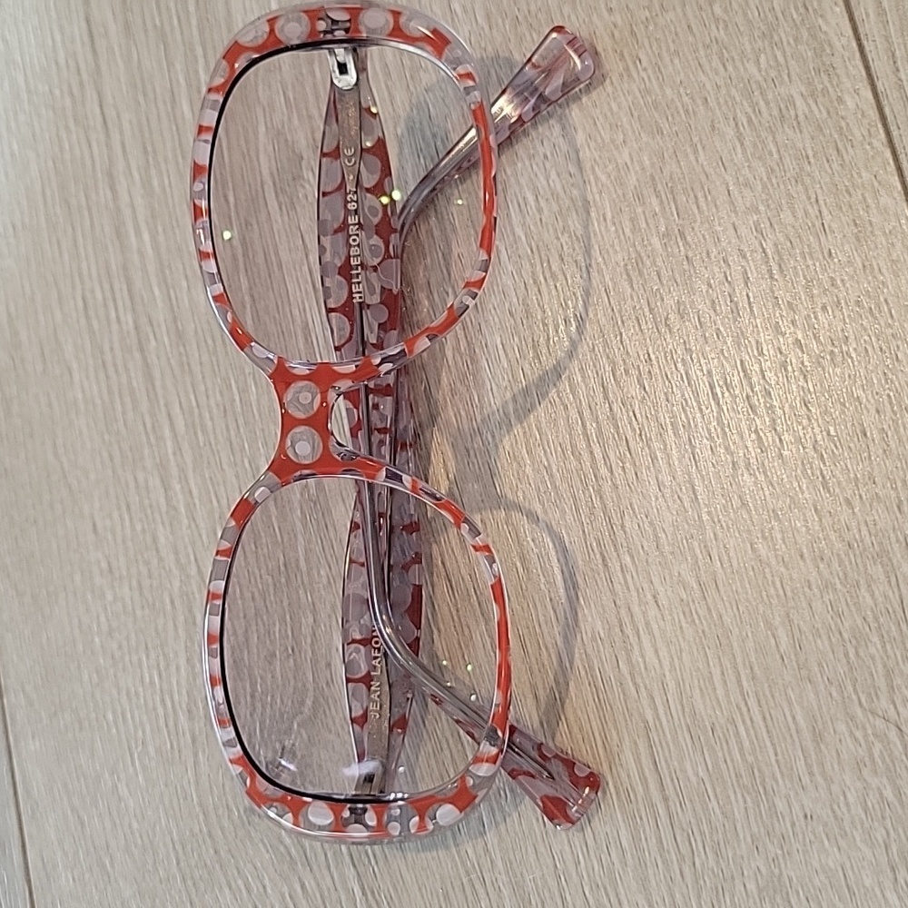 Jean Lafont glasses Frame Only Hellebore 627 Orange&Clear Square France 51 mm